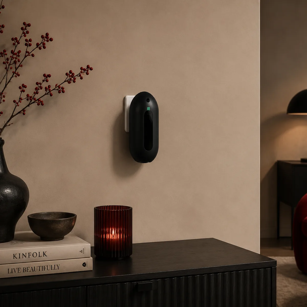 Plug-in scent diffuser in black